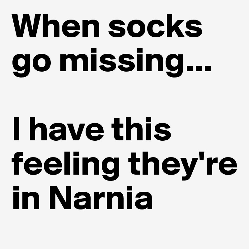 When socks go missing...

I have this feeling they're in Narnia 