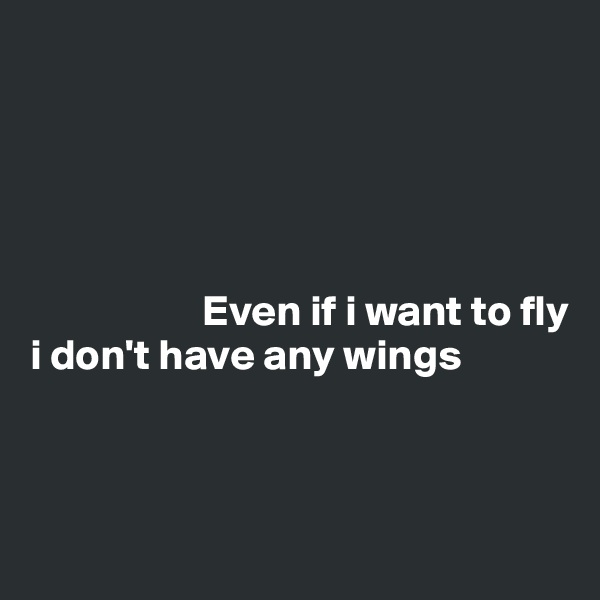  





                    Even if i want to fly
i don't have any wings



