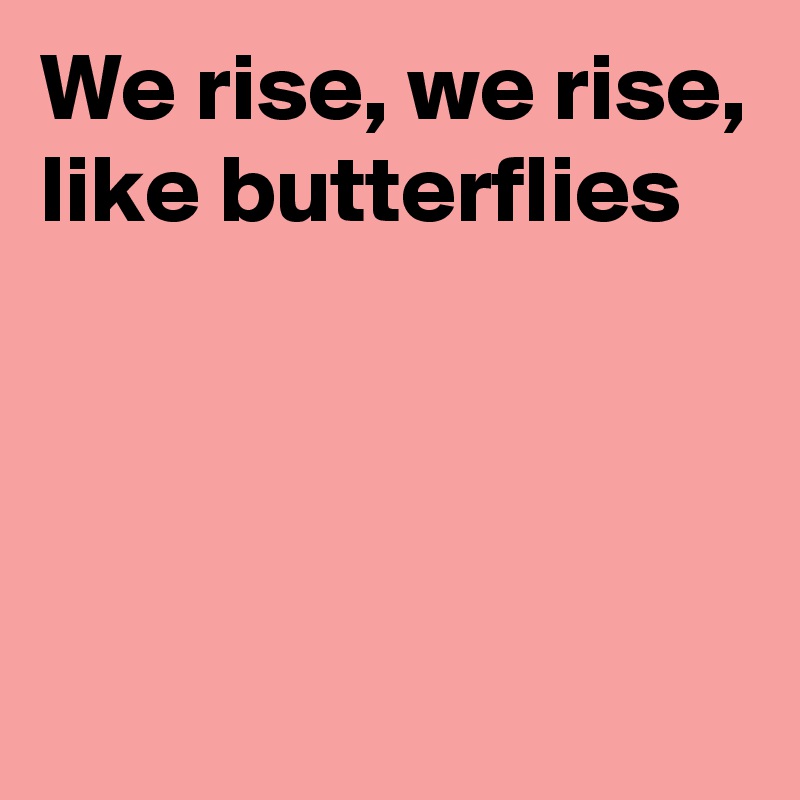 We rise, we rise, like butterflies 



