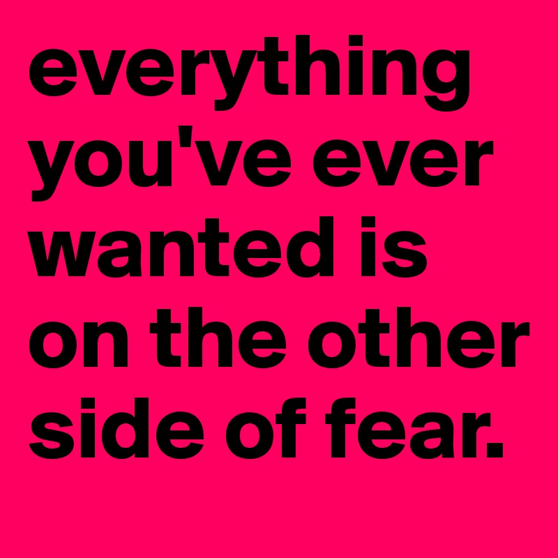 everything you've ever wanted is on the other side of fear.