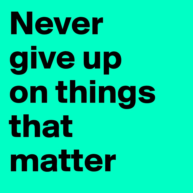 Never
give up
on things
that matter 