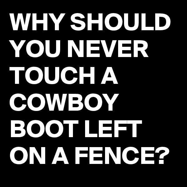 WHY SHOULD YOU NEVER TOUCH A COWBOY BOOT LEFT ON A FENCE?