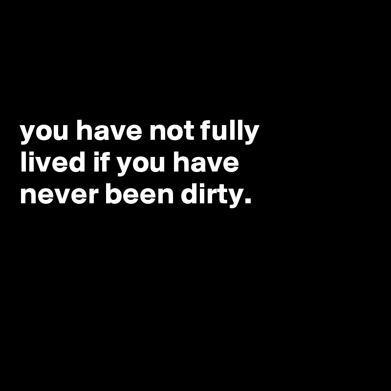 


you have not fully
lived if you have
never been dirty.




