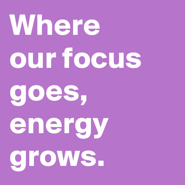 Where 
our focus goes, energy grows. 