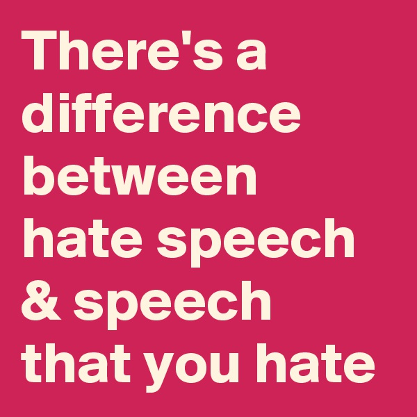 There's a difference between hate speech & speech that you hate