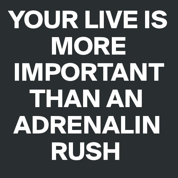YOUR LIVE IS
        MORE
 IMPORTANT
    THAN AN
 ADRENALIN
        RUSH