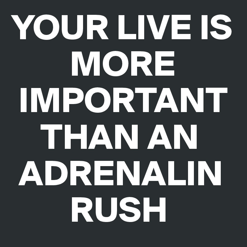 YOUR LIVE IS
        MORE
 IMPORTANT
    THAN AN
 ADRENALIN
        RUSH