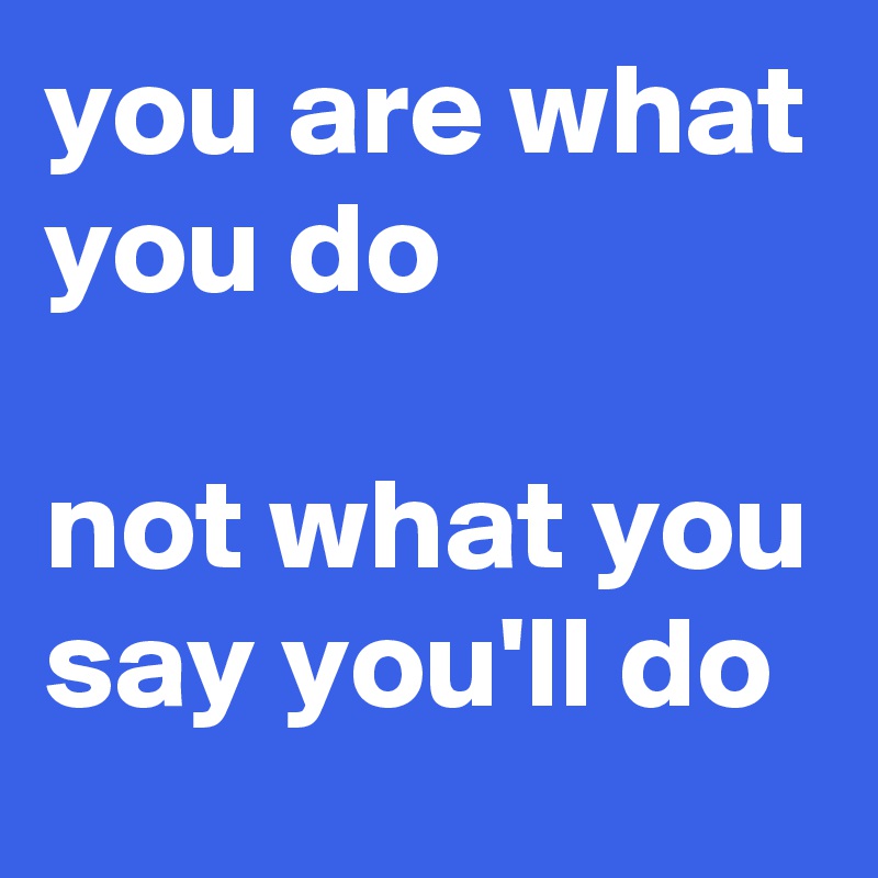 you are what you do

not what you say you'll do