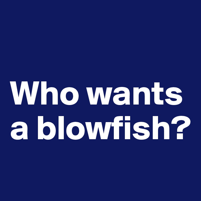

Who wants a blowfish?
