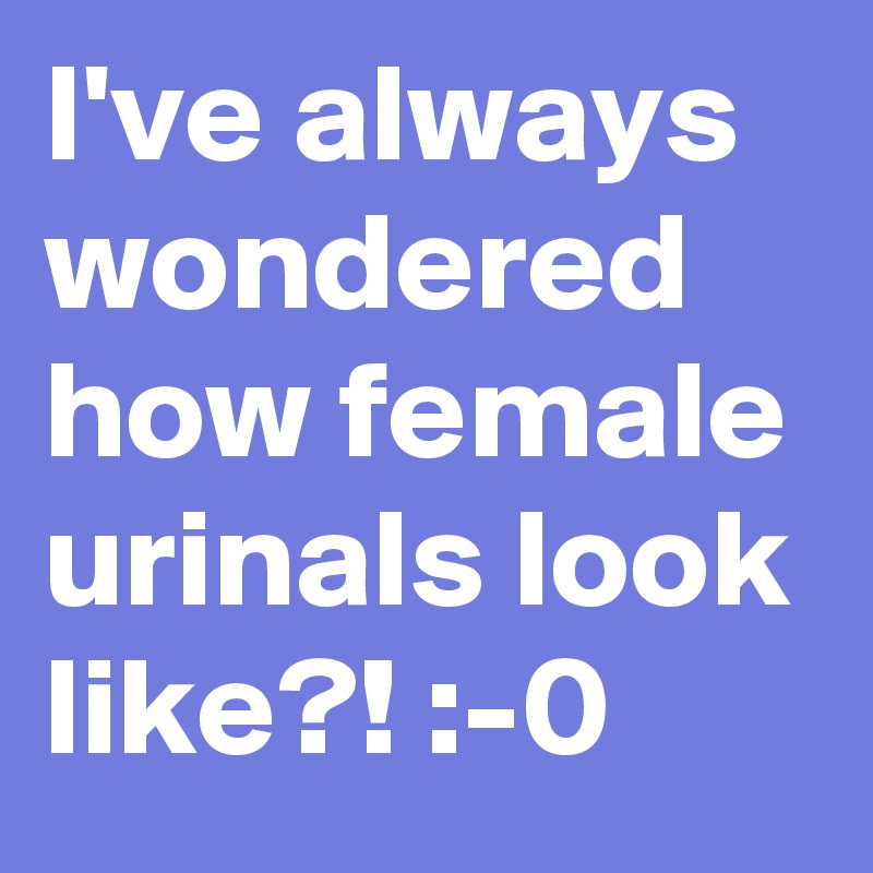 I've always wondered how female urinals look like?! 		:-0