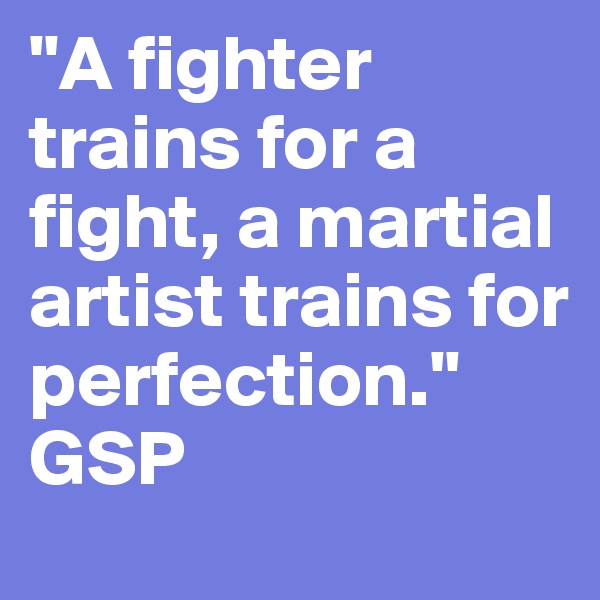 "A fighter trains for a fight, a martial artist trains for perfection." 
GSP