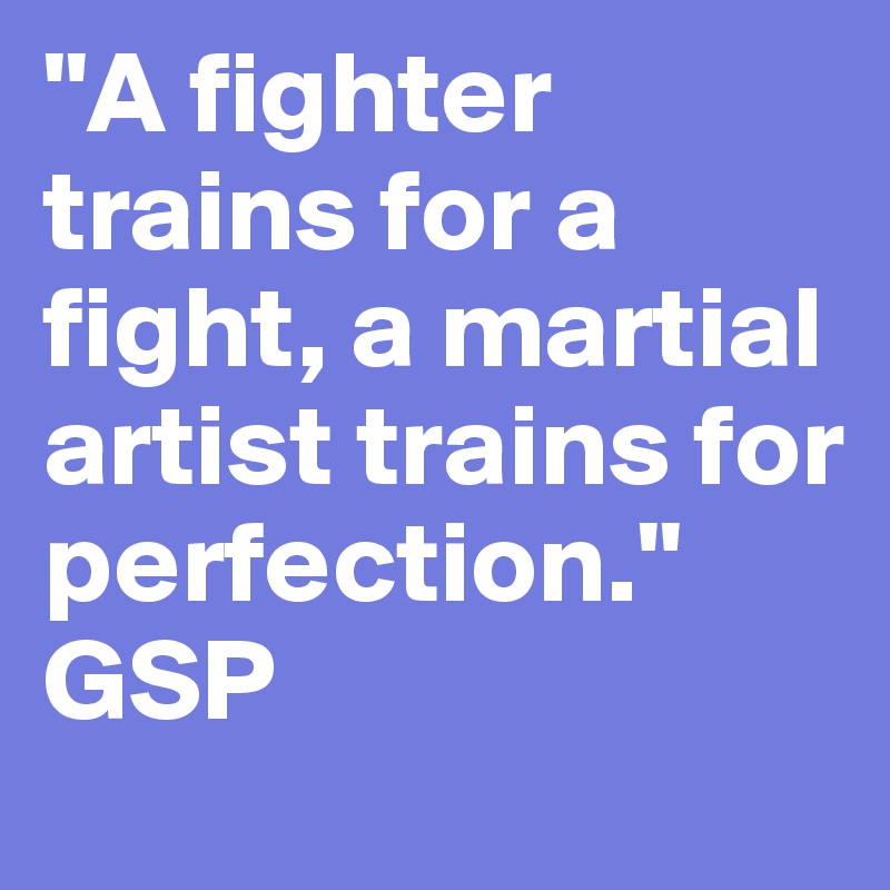 "A fighter trains for a fight, a martial artist trains for perfection." 
GSP