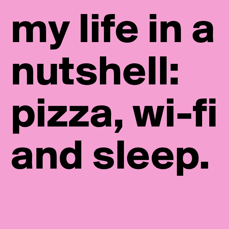 my life in a nutshell: 
pizza, wi-fi and sleep.