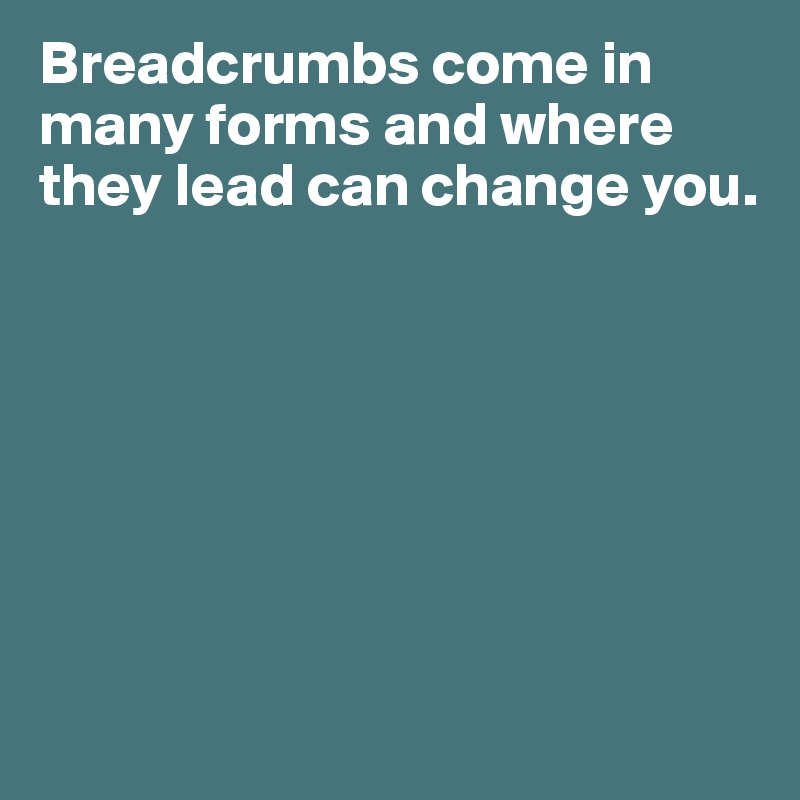Breadcrumbs come in many forms and where they lead can change you. 







