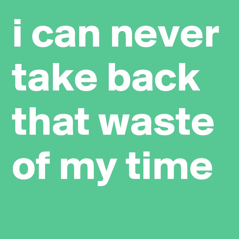 i can never take back that waste of my time 