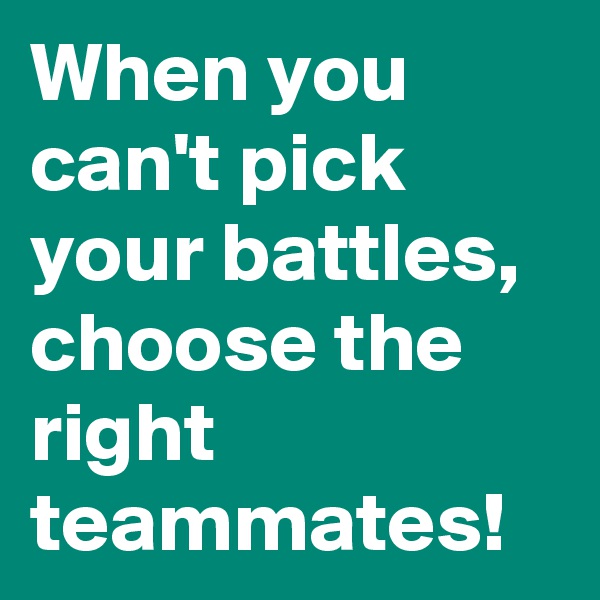 When you can't pick your battles,  choose the right teammates!