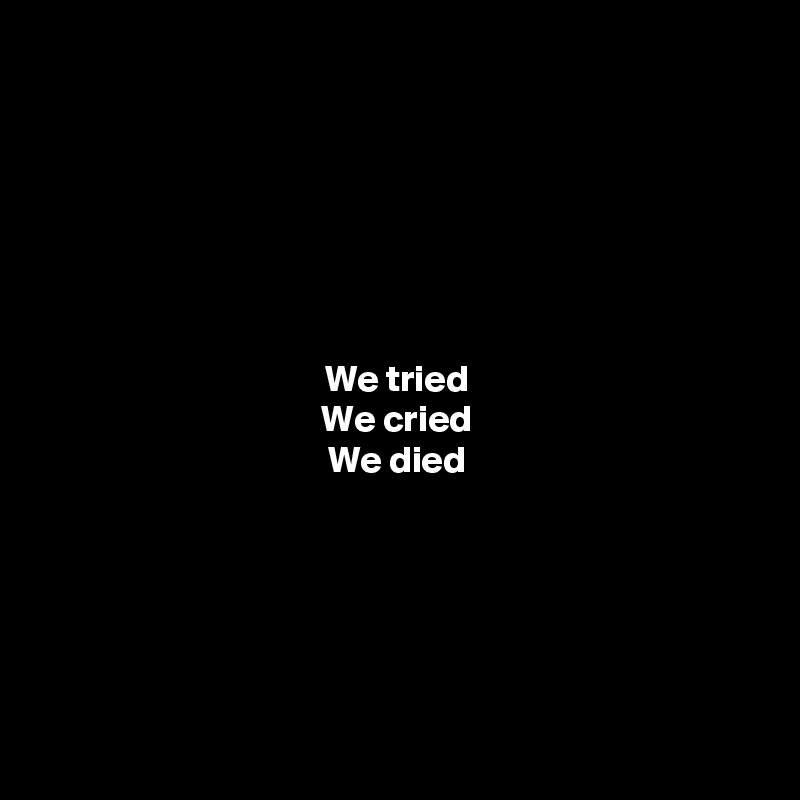 






We tried
We cried
We died






