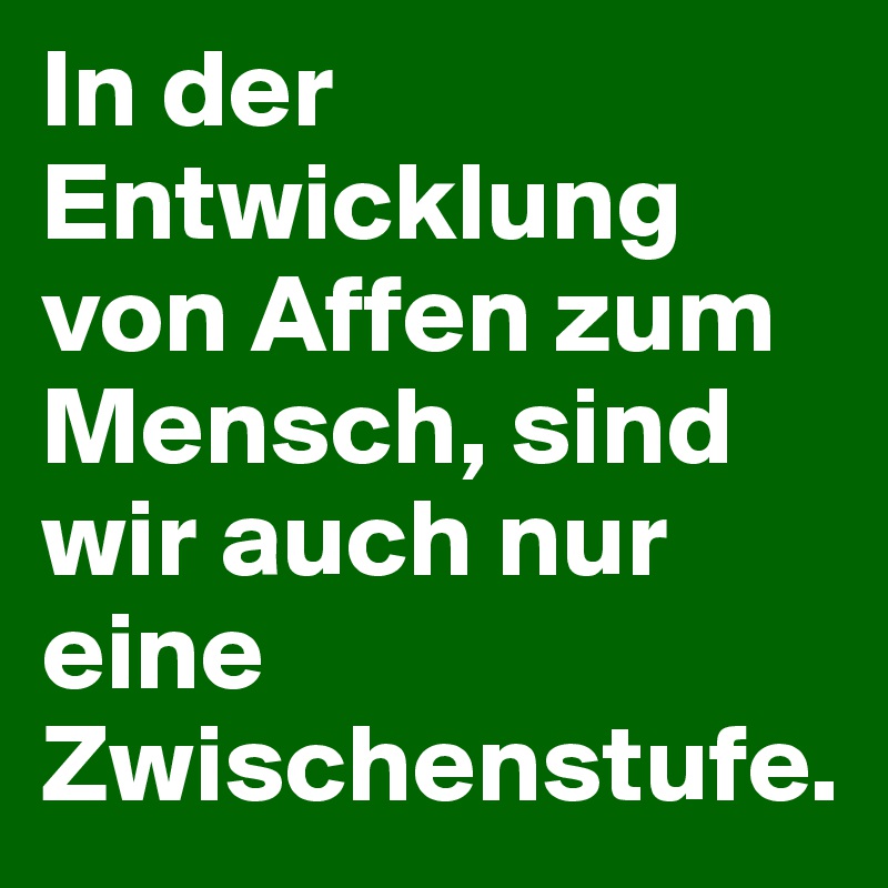 In der Entwicklung von Affen zum Mensch, sind wir auch nur eine Zwischenstufe.