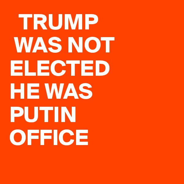   TRUMP
 WAS NOT
ELECTED
HE WAS
PUTIN
OFFICE 
 