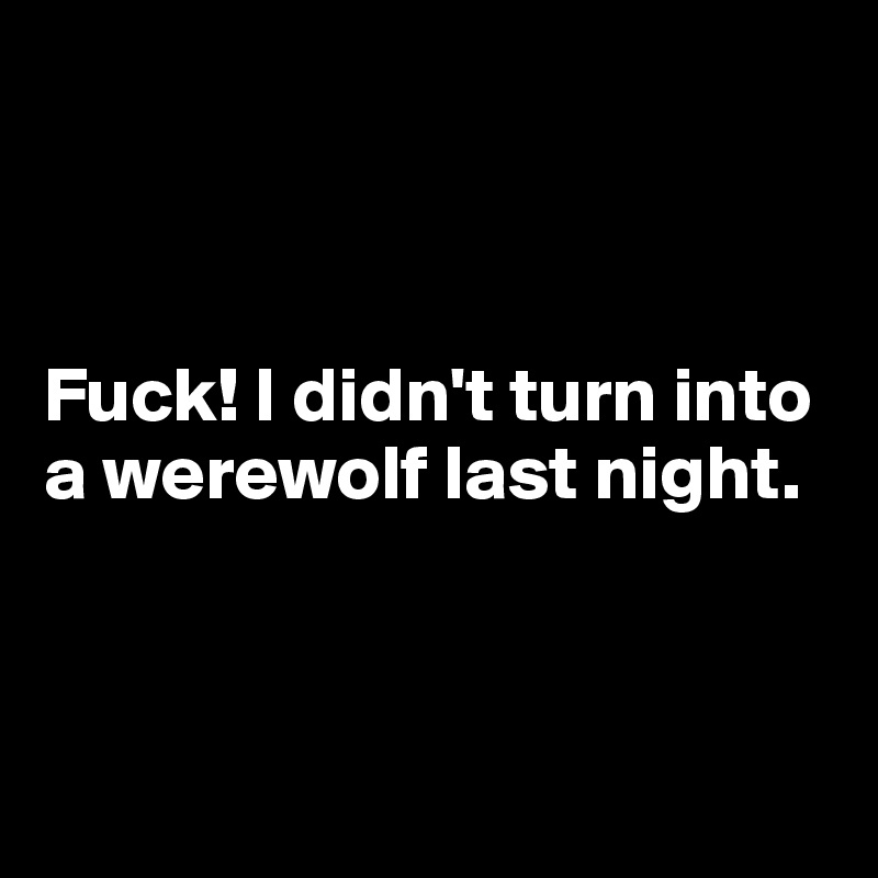 
                           


Fuck! I didn't turn into 
a werewolf last night.



