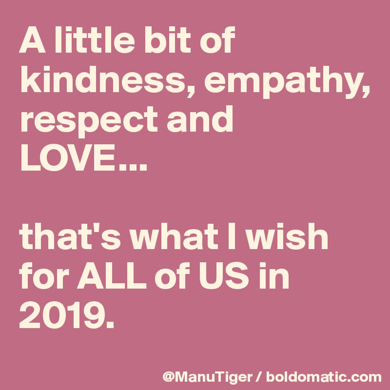 A little bit of kindness, empathy, 
respect and LOVE...

that's what I wish for ALL of US in 2019. 