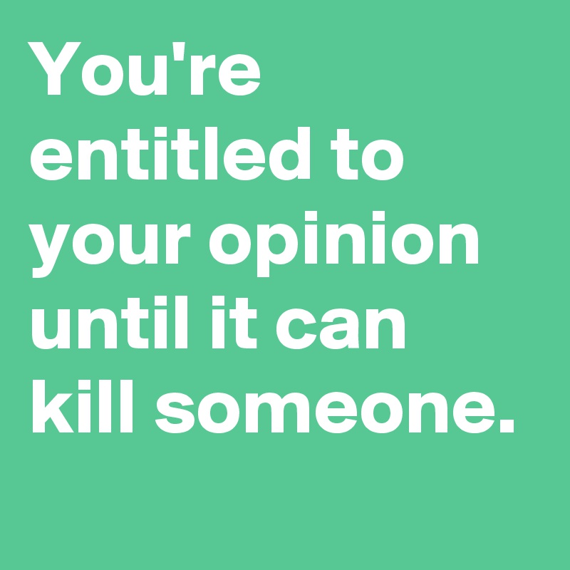 You're entitled to your opinion until it can kill someone.
