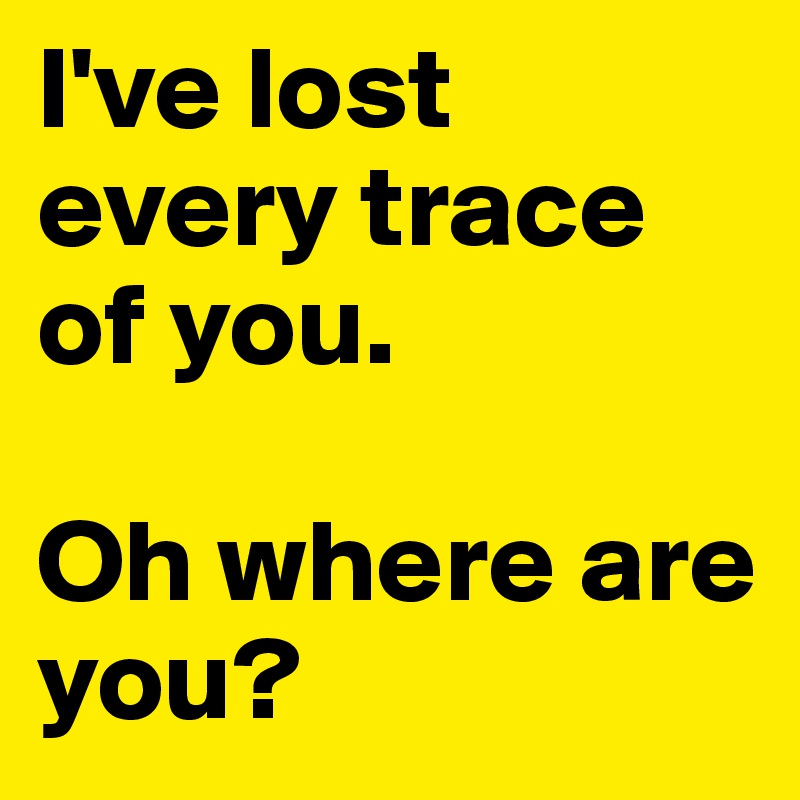 I've lost every trace of you. 

Oh where are you?