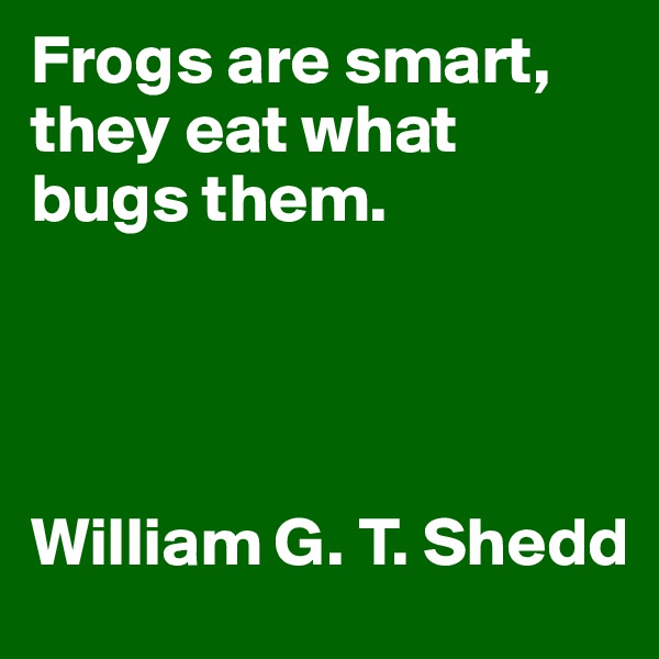 Frogs are smart, they eat what bugs them.




William G. T. Shedd 