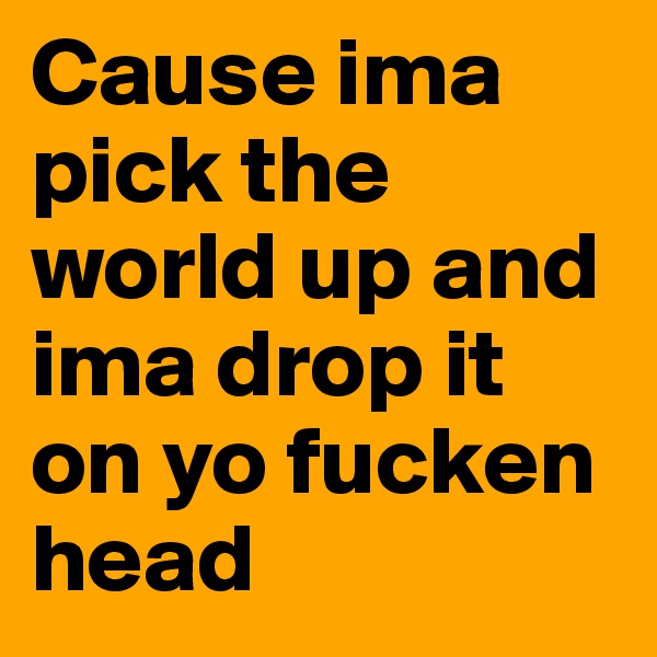 Cause ima pick the world up and ima drop it on yo fucken head