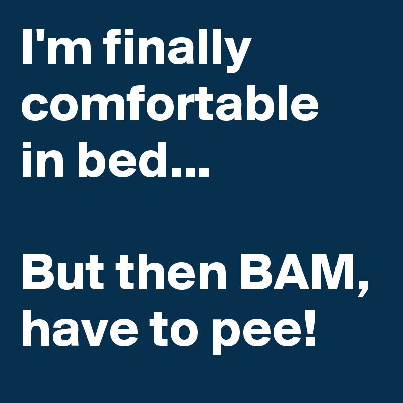 I'm finally comfortable in bed...

But then BAM, have to pee!