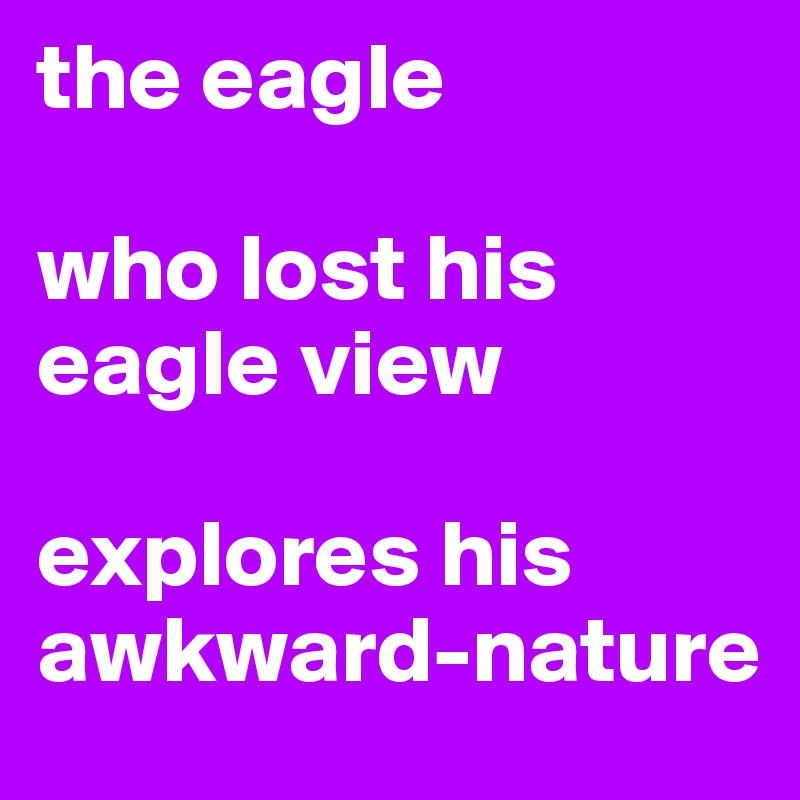 the eagle 

who lost his eagle view

explores his awkward-nature