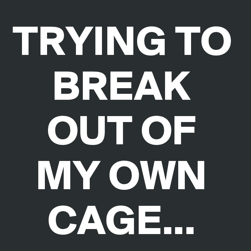 TRYING TO BREAK OUT OF MY OWN CAGE...