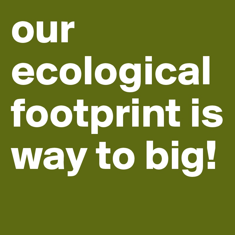 our ecological footprint is way to big! 