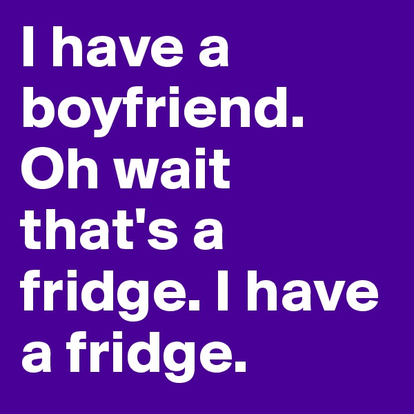 I have a boyfriend. Oh wait that's a fridge. I have a fridge. 