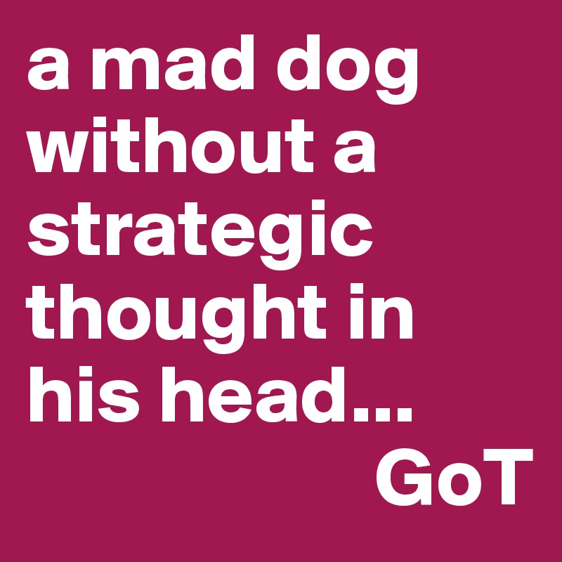 a mad dog without a strategic thought in his head...
                     GoT