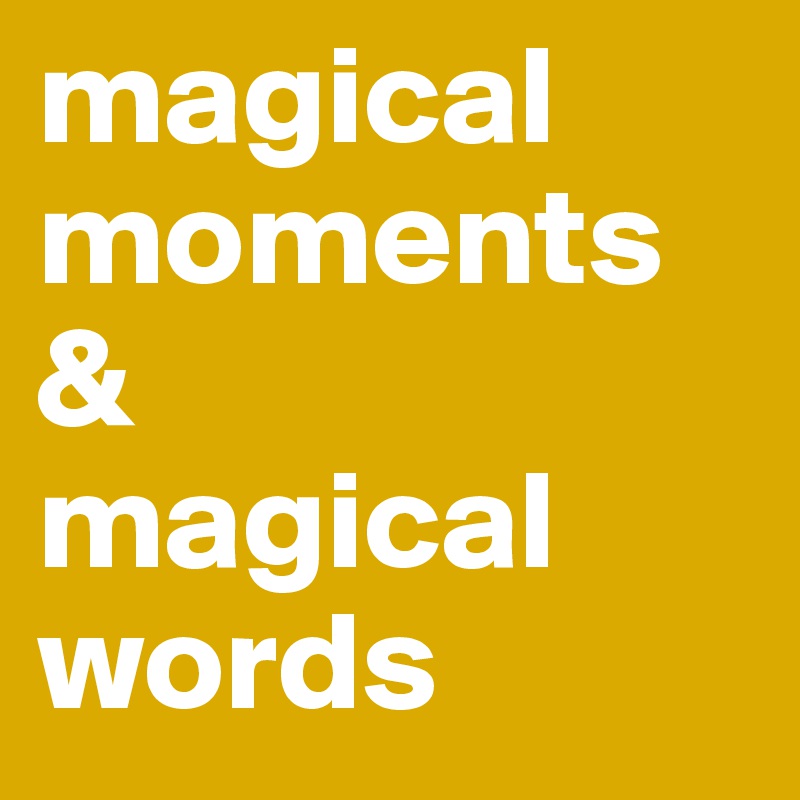 magical moments & 
magical words