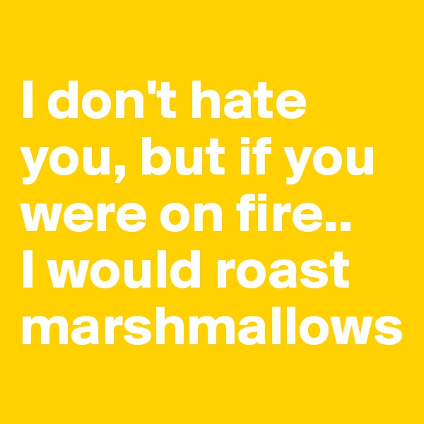 
I don't hate you, but if you were on fire.. 
I would roast marshmallows