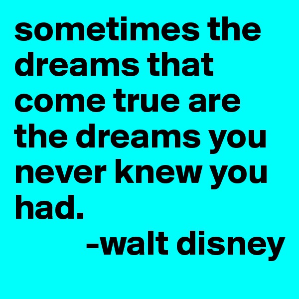 sometimes the dreams that come true are the dreams you never knew you had.  
          -walt disney 