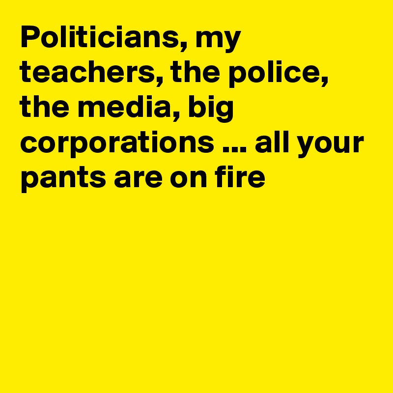 Politicians, my teachers, the police, the media, big corporations ... all your pants are on fire




