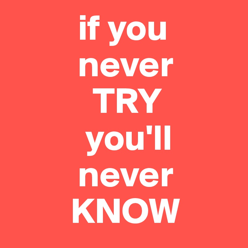          if you
         never
           TRY
          you'll
         never
        KNOW
