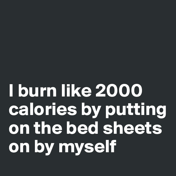 



I burn like 2000 calories by putting on the bed sheets on by myself