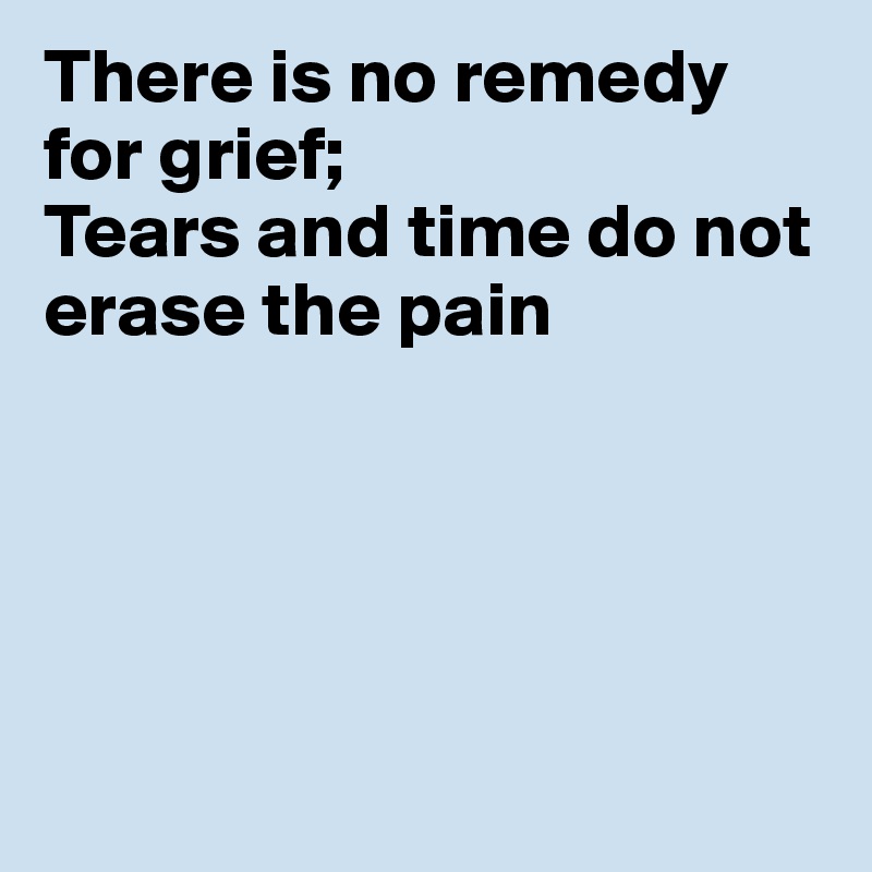 There is no remedy for grief;
Tears and time do not erase the pain





