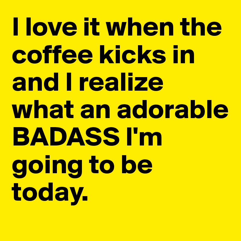 I love it when the coffee kicks in and I realize what an adorable BADASS I'm going to be today.