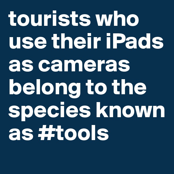tourists who use their iPads as cameras belong to the species known as #tools