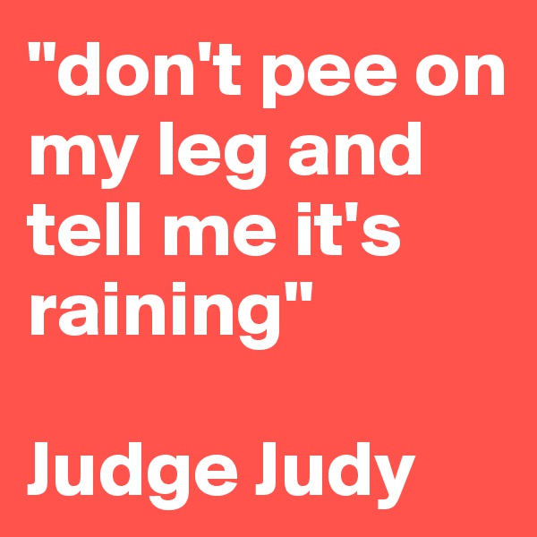 "don't pee on my leg and tell me it's raining"

Judge Judy 