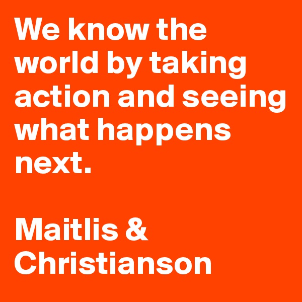 We know the world by taking action and seeing what happens next.

Maitlis & Christianson