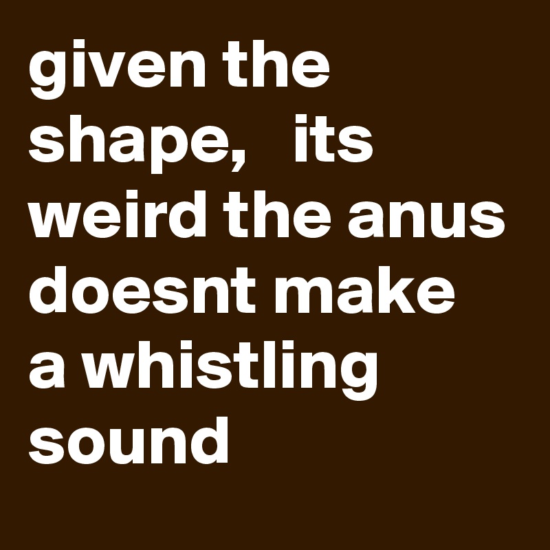 given the shape,   its weird the anus doesnt make a whistling sound