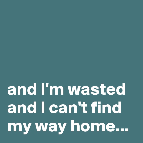 



and I'm wasted and I can't find my way home...