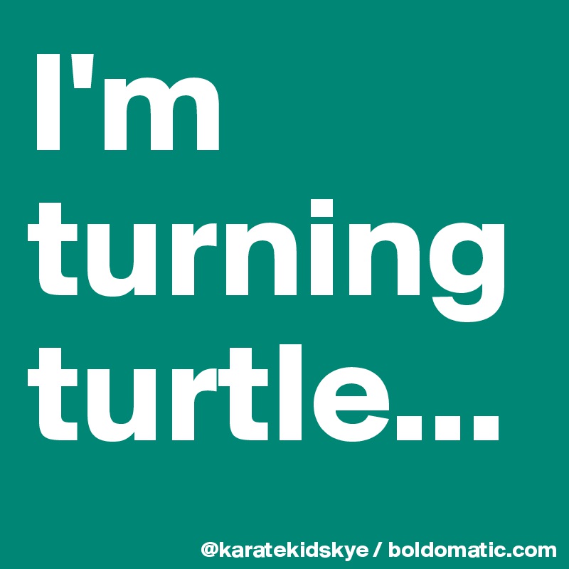 I'm turning turtle...