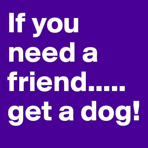 If you need a friend.....get a dog!